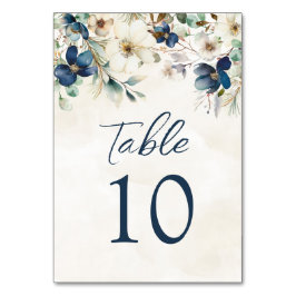 Cartões de Número de Mesa de Casamento Florais Azu