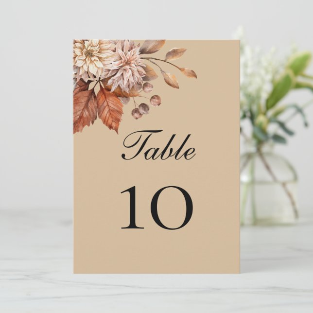 Cartões de Número de Mesa de Casamento Floral Boho (Em pé/Frente)