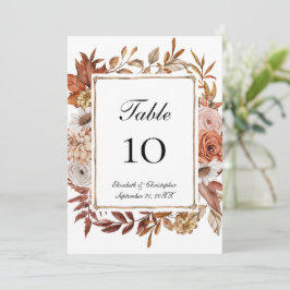 Cartões de Número de Mesa de Casamento Floral Boho