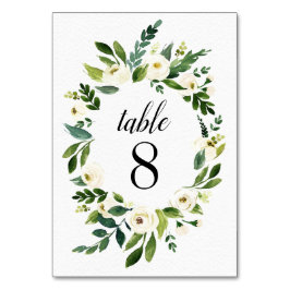 Cartões de Número de Mesa de Casamento Floral Verd
