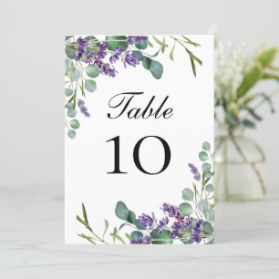 Cartões de Número de Mesa de Casamento Lavanda Euc