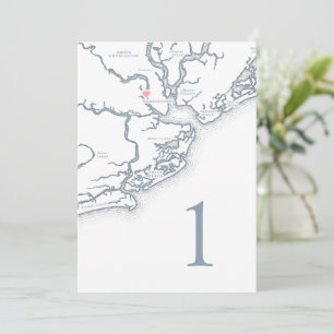 Cartões de Número de Mesa de Casamento Mapa de Cha
