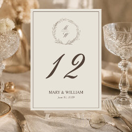Cartões de Número de Mesa de Casamento Minimalista