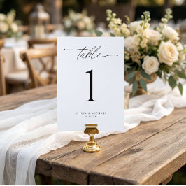 Cartões de Número de Mesa de Casamento Preto e Bra