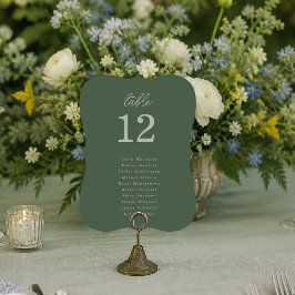 Cartões de Número de Mesa de Casamento Verde Flore