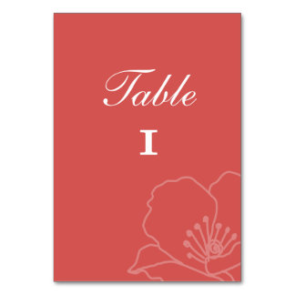 Cartões de Número de Mesa de Casamento Vermelhos e