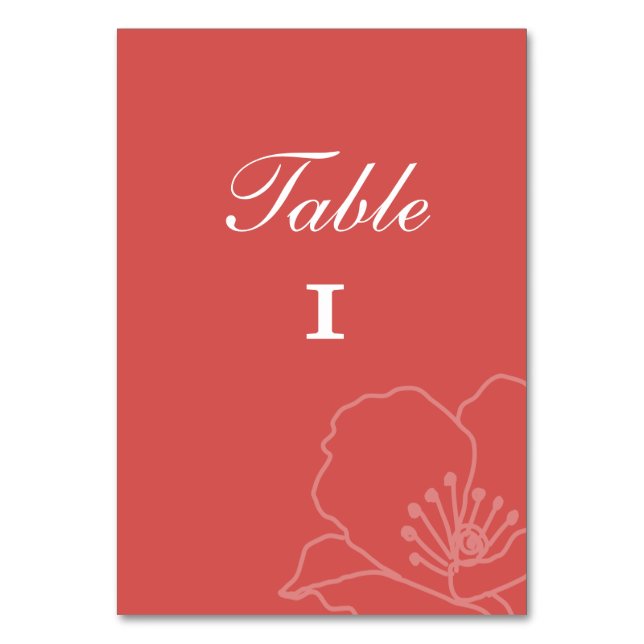 Cartões de Número de Mesa de Casamento Vermelhos e (Frente)