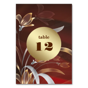 Cartões de Número de Mesa Florais Dourados Elegant