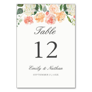 Cartões de Número de Mesa Florais em Aquarela de P