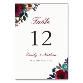 Cartões de Número de Mesa Florais em Aquarela Verm