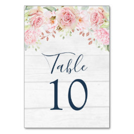 Cartões de Número de Mesa Floral Rosa Rústico para
