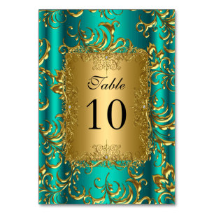 Cartões de Número de Mesa Jade Verde Dourado