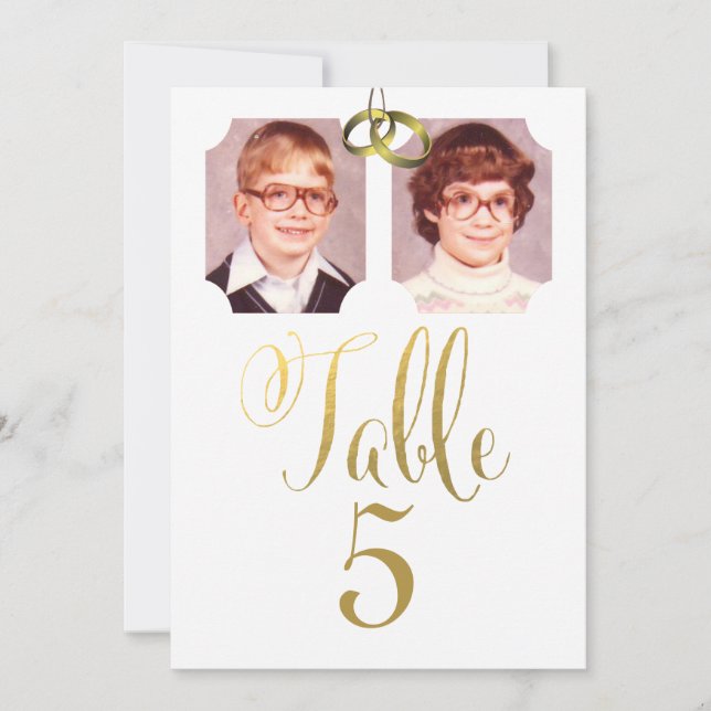 Cartões de Número de Mesa para Casamento com Fotos (Frente)