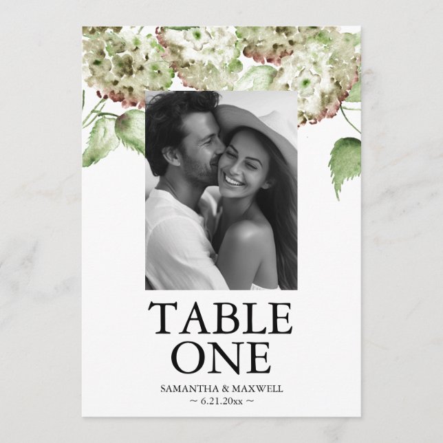 Cartões de Número de Mesa para Casamento com Hortê (Frente)