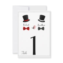 Cartões de Número de Mesa para Casamento Gay com C