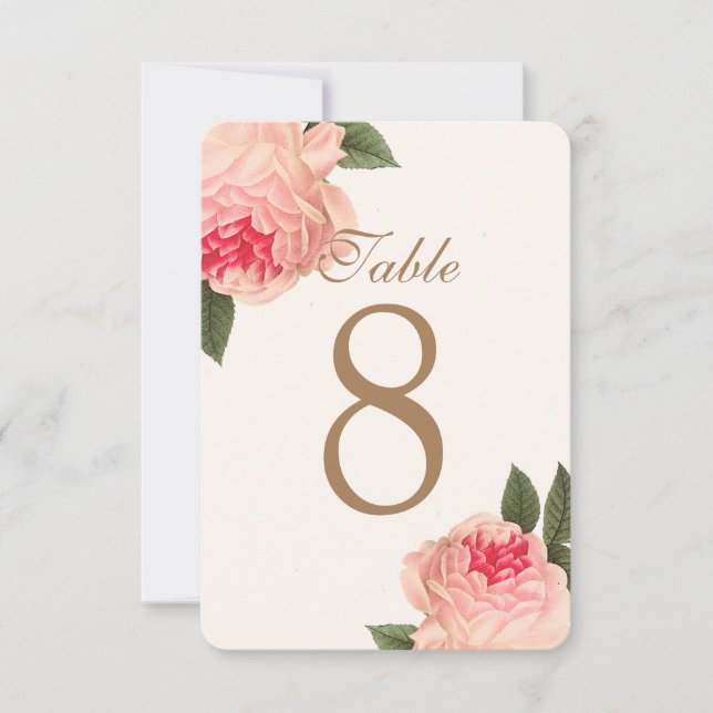 Cartões de Número de Mesa Personalizáveis Coral Pe (Frente)