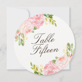 Cartões de Número de Mesa Redondos de Peônias Rosa