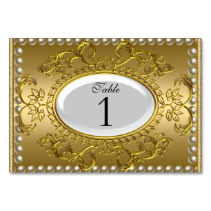 Cartões de Número de Mesa Royal Branco Dourado