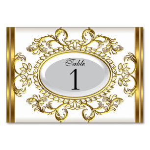Cartões de Número de Mesa Royal Branco Dourado