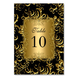 Cartões de Número de Mesa Royal Preto Dourado