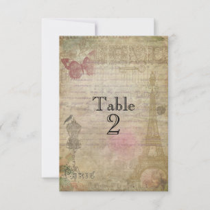 Cartões de Número de Tabela de Casamento Chic Pari