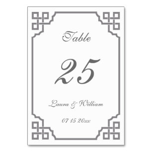 Cartões de Número de Tabela de Casamento Cinza V
