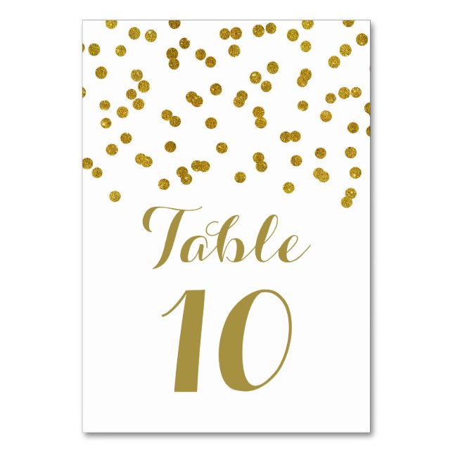 Cartões de Número de Tabela de Casamento de Confet (Frente)