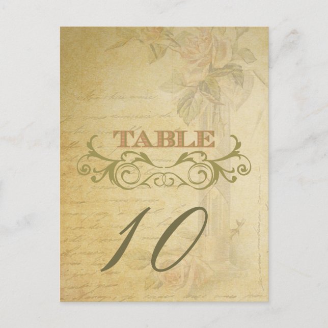 Cartões de Número de Tabela de Casamento de Rosa d (Frente)