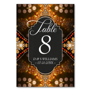 Cartões de Número de Tabela de Casamento Dourado T