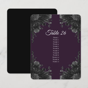 Cartões de Número de Tabela de Casamento Preto com