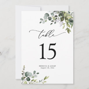 Cartões de Número de Tabela de Casamento Verde Ele