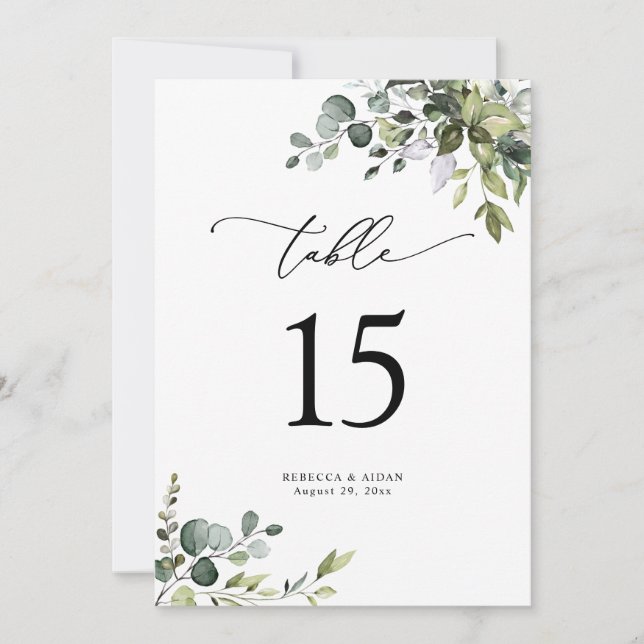 Cartões de Número de Tabela de Casamento Verde Ele (Frente)