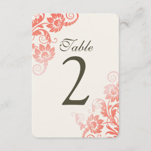 Cartões de Número de Tabela de Corais de Ombre Per