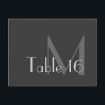 Cartões de Número de Tabela de Monograma da Cinza<br><div class="desc">***Você deve solicitar cada número de tabela separadamente.*** Também disponível:</div>