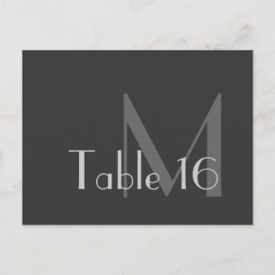 Cartões de Número de Tabela de Monograma da Cinza 