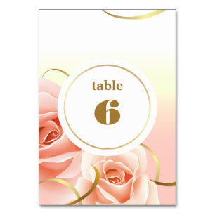 Cartões de Número de Tabela de Rosas Rosa Elegante