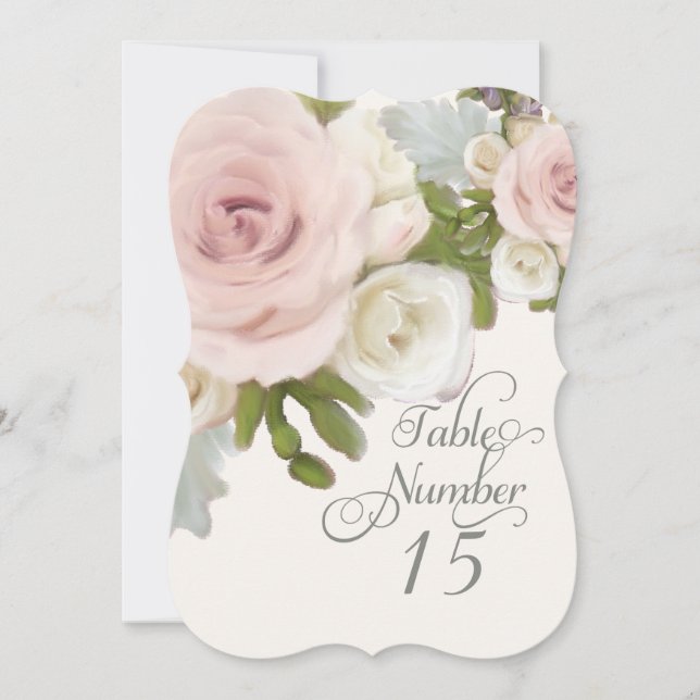 Cartões de Número de Tabela Elegante com Folhas de (Frente)