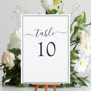 Cartões de Número de Tabela Elegante Formal Azul-B