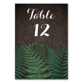 Cartões de Número de Tabela Fern Botânica Rustic F