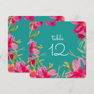 Cartões de Número de Tabela Floral Turquoise Fuchs