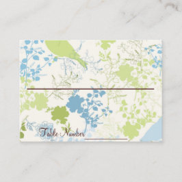 Cartões de Número de Tabela Floral Verde e Azul