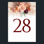 Cartões de Número de Tabela Terracotta Pampas Gras<br><div class="desc">Erva-pampas e flores de terracotta cartões-números de mesas de casamento</div>