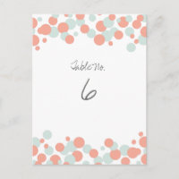 Cartões de Número de Tabelas de Coral & Mint