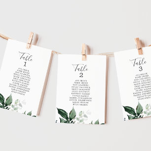 Cartões de Números de Mesa com Carta de Assentos d