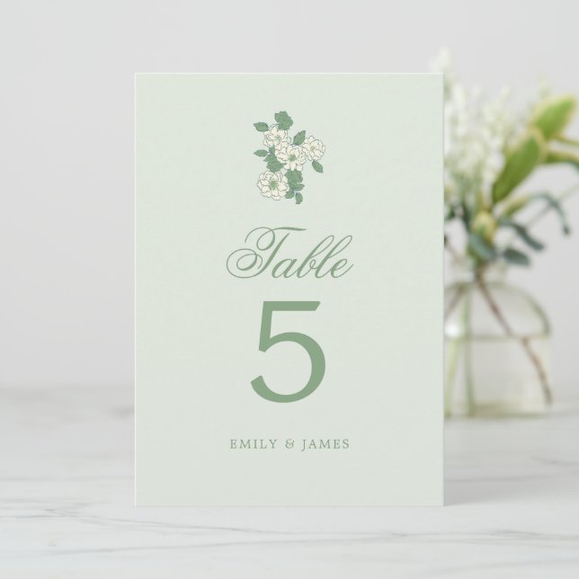 Cartões de Números de Mesa de Casamento em Verde S (Em pé/Frente)