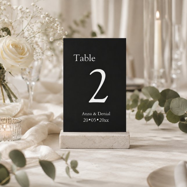 Cartões de números de mesa de casamento preto e br (Criador carregado)