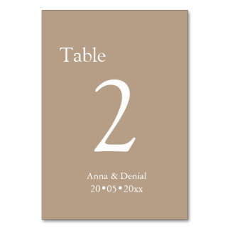 Cartões de números de mesa em taupe pálido