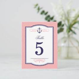 Cartões de números de tabela náutica de casamento