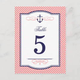 Cartões de números de tabela náutica de casamento 