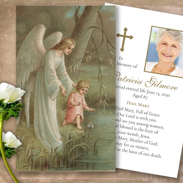 Cartões de Oração | Anjo Do Céu (catholic, religious, celebration of life, in loving memory of, prayer cards for bereavement)